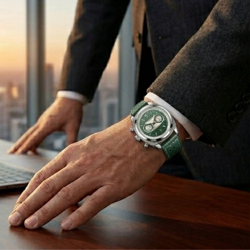 Poedagar Dominium Chrono Silver Green