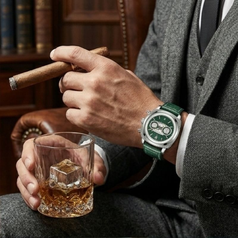 Poedagar Dominium Chrono Silver Green