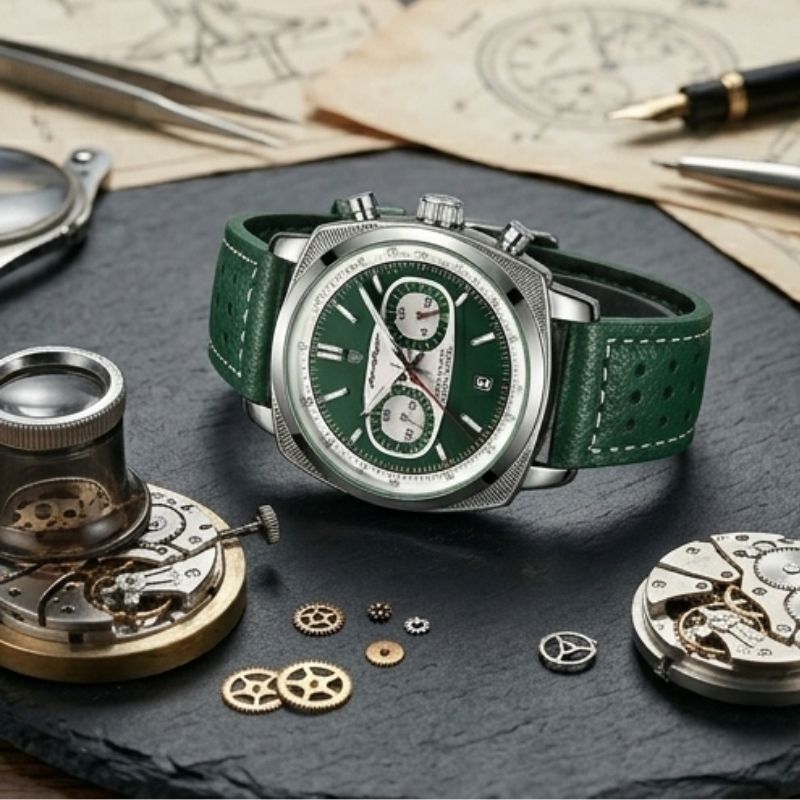 Poedagar Dominium Chrono Silver Green