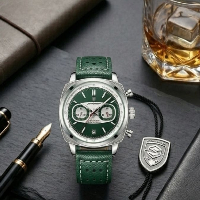 Poedagar Dominium Chrono Silver Green